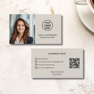 Carte De Visite Logo Moderne Photo QR Réseaux Sociaux Professionne