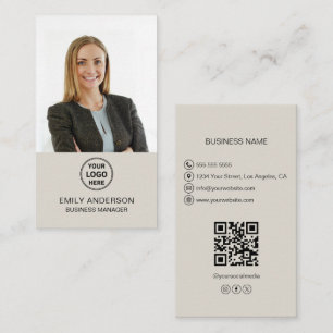 Carte De Visite Logo moderne Photo QR Social Media Professional