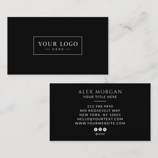 Carte De Visite Logo Moderne Professionnel Noir (Devant / Derrière)
