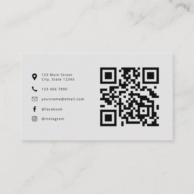 Carte De Visite Logo moderne professionnel QR Code gris clair (Dos)