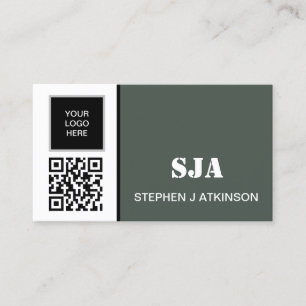 Carte De Visite Logo moderne QR Code Sage Green Professional