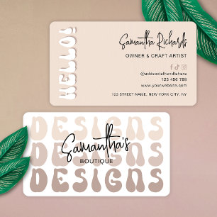 Carte De Visite Logo Moderne Retro Beige Design Artiste