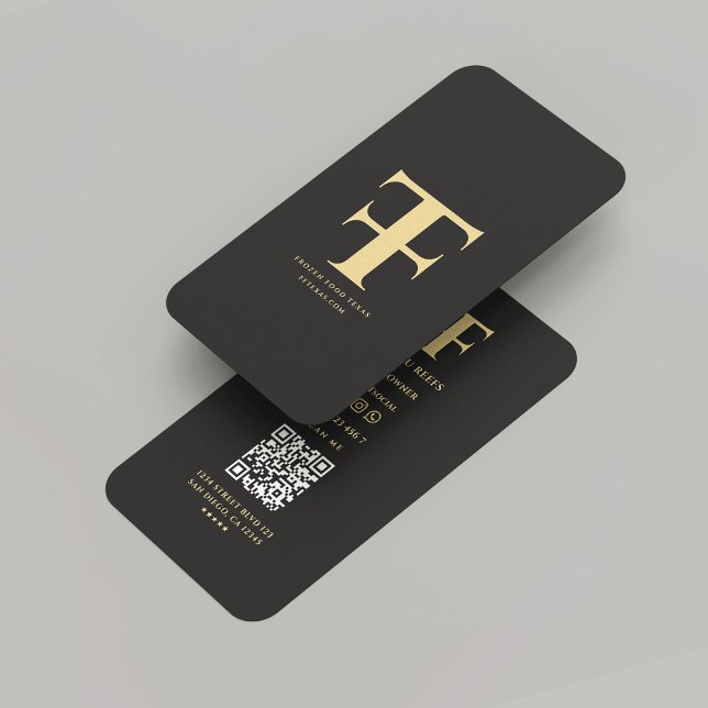 Carte De Visite Logo Moderne Société Monogramme F T Black Gold (Modern Logo Company Monogram F T Black Gold Business Card
)