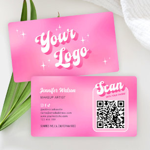 Carte De Visite Logo moderne Super rose Clous de maquillage Salon 