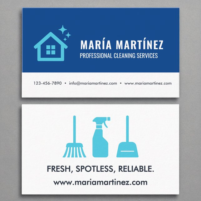 Carte De Visite Logo moderne tendance Aqua Blue Cleaning Services (Créateur téléchargé)