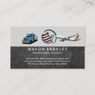 Carte De Visite Logo Mondial Semi-remorque Avion Commercial