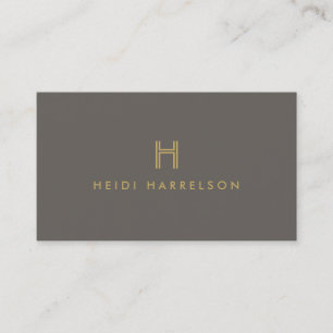 Carte De Visite LOGO MONOGRAM INITIAL LUXE MODERNE OR et TAUPE