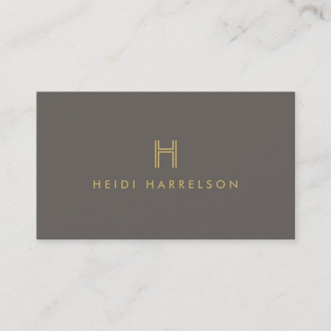 Carte De Visite LOGO MONOGRAM INITIAL LUXE MODERNE OR et TAUPE (Devant)