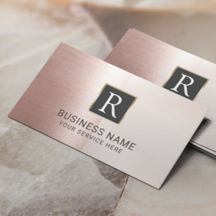 Carte De Visite Logo Monogram Moderne Blush Rose Gold Salon Spa