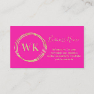 Carte De Visite Logo Monogram moderne Hot Pink Gold