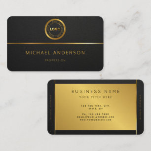Carte De Visite Logo Monogram Professional Luxe Dark Gold Circle