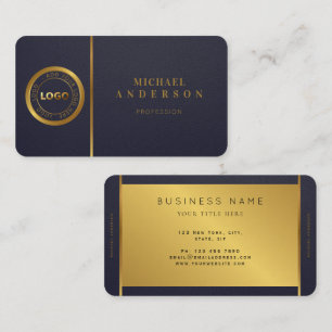Carte De Visite Logo Monogram Professional Luxe Dark & Gold Circle