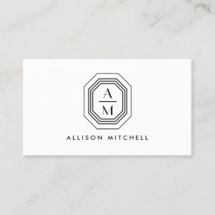 Carte De Visite Logo Monogramme Art déco noir/blanc