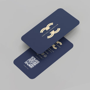 Carte De Visite Logo Monogramme C Initial Dark Blue Gold