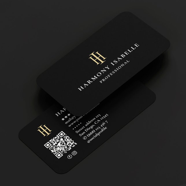 Carte De Visite Logo Monogramme de l'Entrepreneur Construction Noi (Contractor Monogram Logo Construction Black Business Card
)