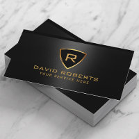 Logo Monogramme du bouclier d'or moderne en métal 