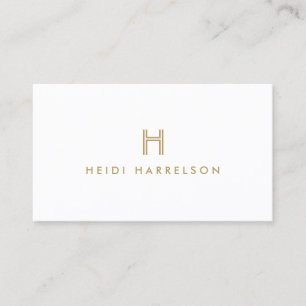Carte De Visite LOGO MONOGRAMME INITIAL LUXE MODERNE OR et BLANC