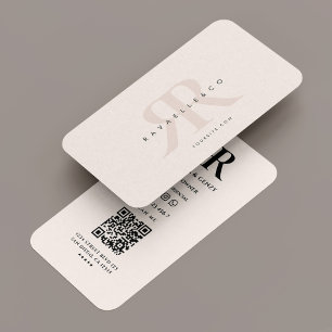 Carte De Visite Logo Monogramme Minimal R Moderne Pastel Rose