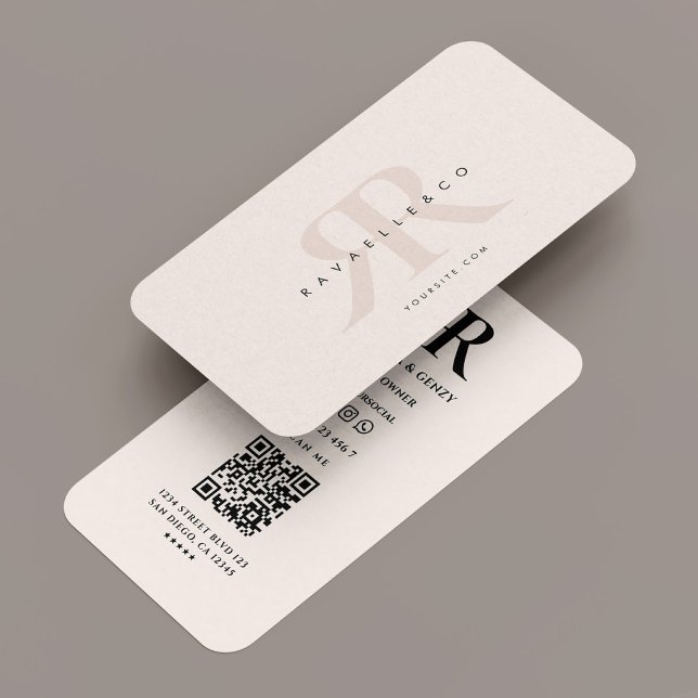 Carte De Visite Logo Monogramme Minimal R Moderne Pastel Rose (Minimal Monogram Logo R Modern Pastel Pink Business Card
)