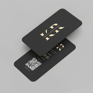 Carte De Visite Logo Monogramme moderne Black Gold Professional