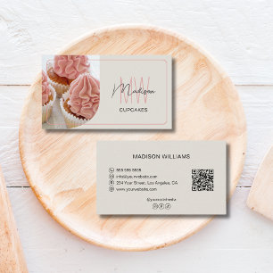 Carte De Visite Logo Monogramme Moderne Boulangerie QR