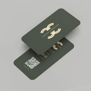 Carte De Visite Logo Monogramme moderne C Dark Green Professional