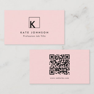 Carte De Visite Logo Monogramme moderne rose vif Minimal