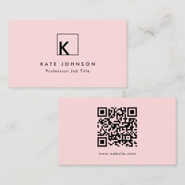 Carte De Visite Logo Monogramme moderne rose vif Minimal (Devant / Derrière)