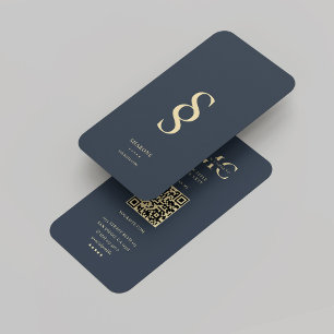 Carte De Visite Logo Monogramme moderne S Dark Blue Professional