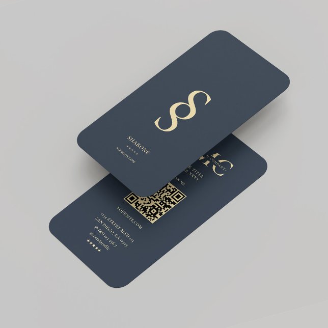 Carte De Visite Logo Monogramme moderne S Dark Blue Professional (Modern Monogram Logo S Dark Blue Professional Business Card
)