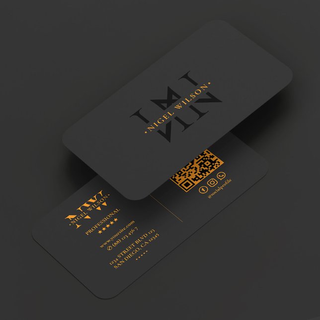 Carte De Visite Logo Monogramme N Noir Orange Moderne (N Monogram Logo Black Orange Modern Business Card
)