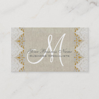 Carte De Visite Logo Monogramme or en dentelle vintage