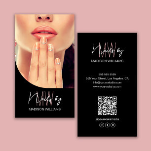 Carte De Visite Logo Monogramme Photo Artiste Ongles Noir