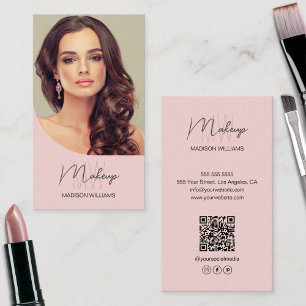 Carte De Visite Logo Monogramme Photo Maquilleuse Rose