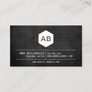 Carte De Visite Logo Monogramme Vintage simple sur bois noir