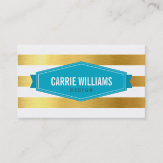 Carte De Visite Logo MOTIF rayé bleu doré