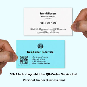 Carte De Visite Logo Motto Services Electric Blue Personal Trainer