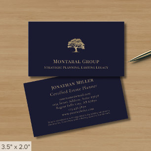 Carte De Visite Logo Navy Blue Luxury Tree