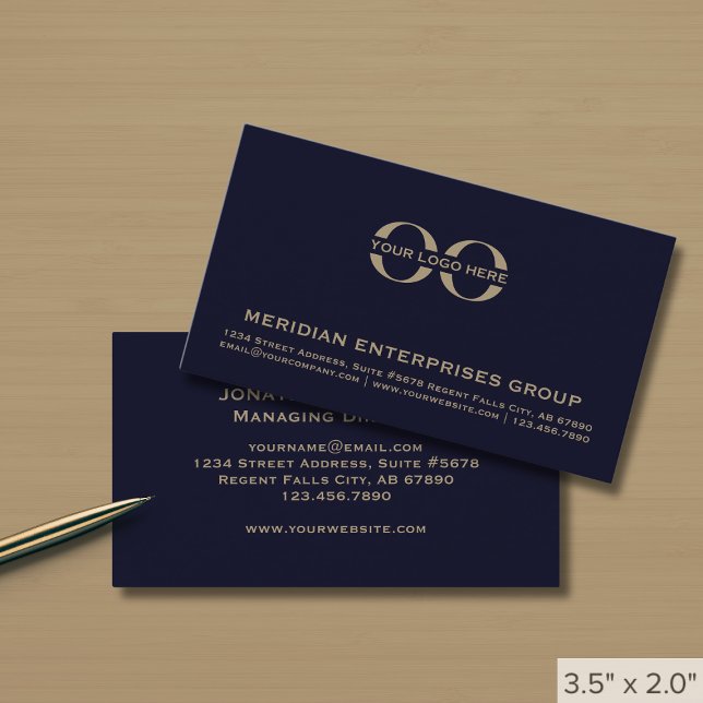 Carte De Visite Logo Navy et Or Professionnel (Créateur téléchargé)