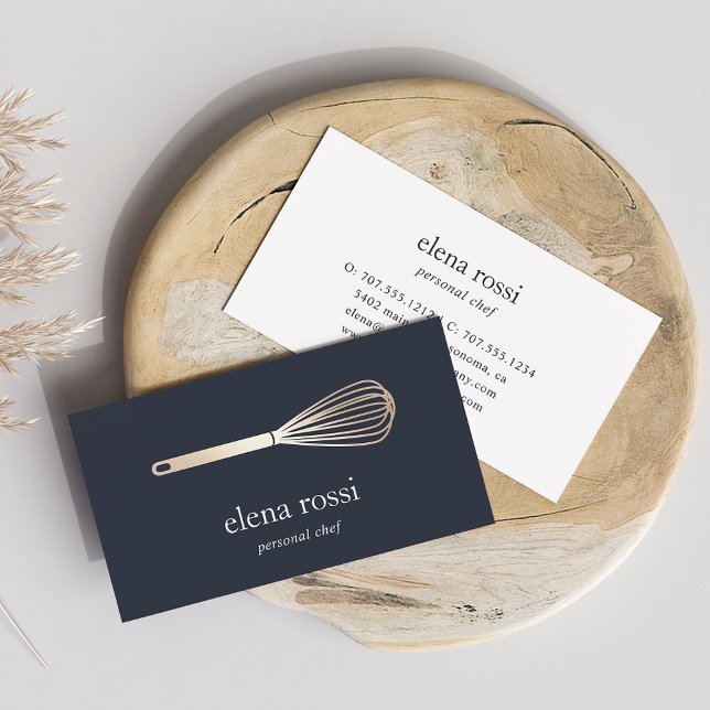 Carte De Visite Logo Navy & Gold Whisk | Boulangerie de cuisine ch (Créateur téléchargé)