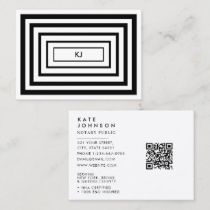 Carte De Visite Logo noir blanc de l'agent de signature de notaire
