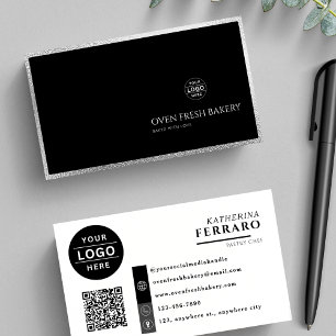 Carte De Visite Logo noir blanc QR Code Boulangerie frontière arge