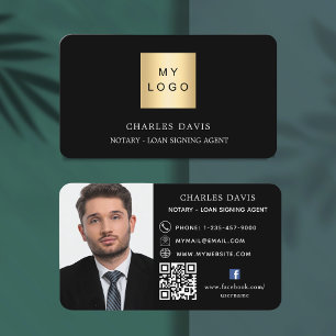 Carte De Visite logo noir blanc QR code photo facebook icône