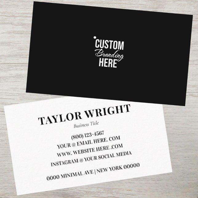 Carte De Visite Logo noir et blanc minimal (black business card with logo)