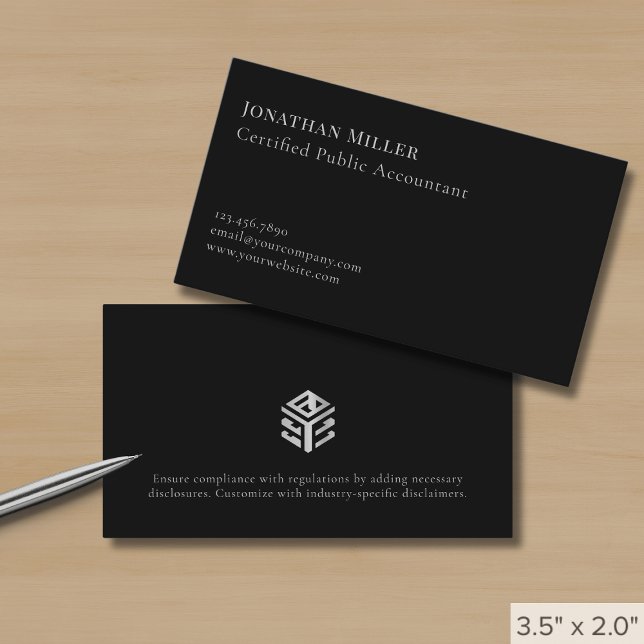 Carte De Visite Logo Noir Luxe Simple (Créateur téléchargé)