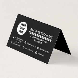 Carte De Visite Logo noir personnalisé Icônes minimalistes des méd