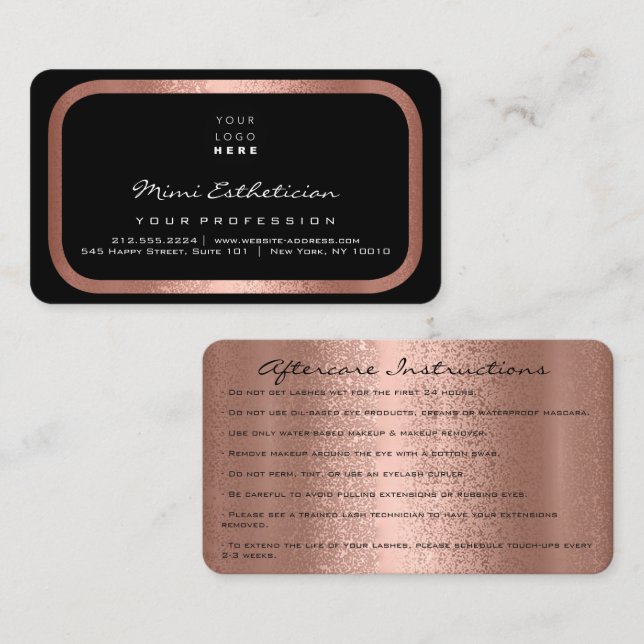 Carte De Visite Logo noir Rose de la laisse des instructions (Devant / Derrière)