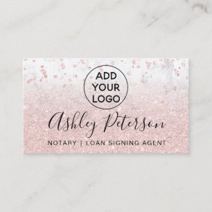 Carte De Visite Logo notaire rose en marbre confetti parties scint