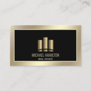 Carte De Visite Logo or de construction immobilière professionnell