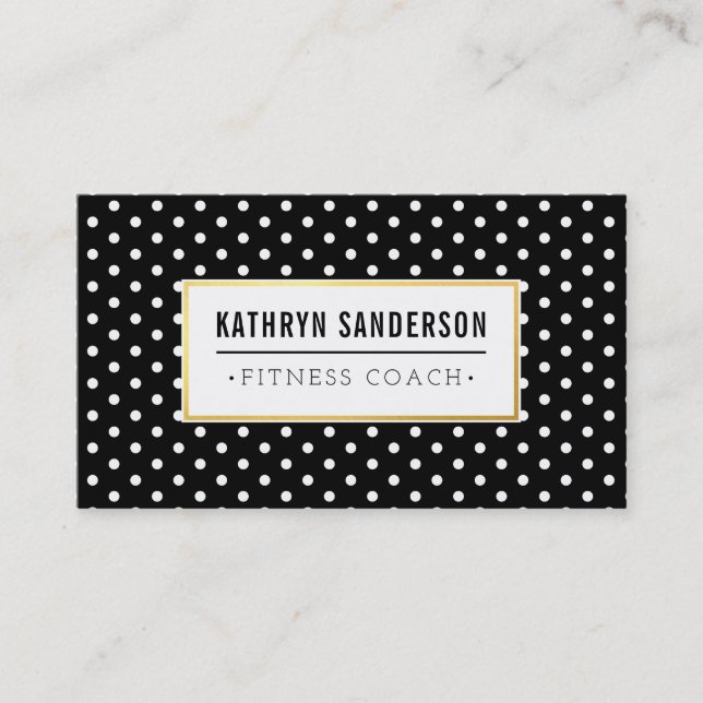 Carte De Visite Logo or MOTIF MODERNE Poche point noir blanc (Devant)